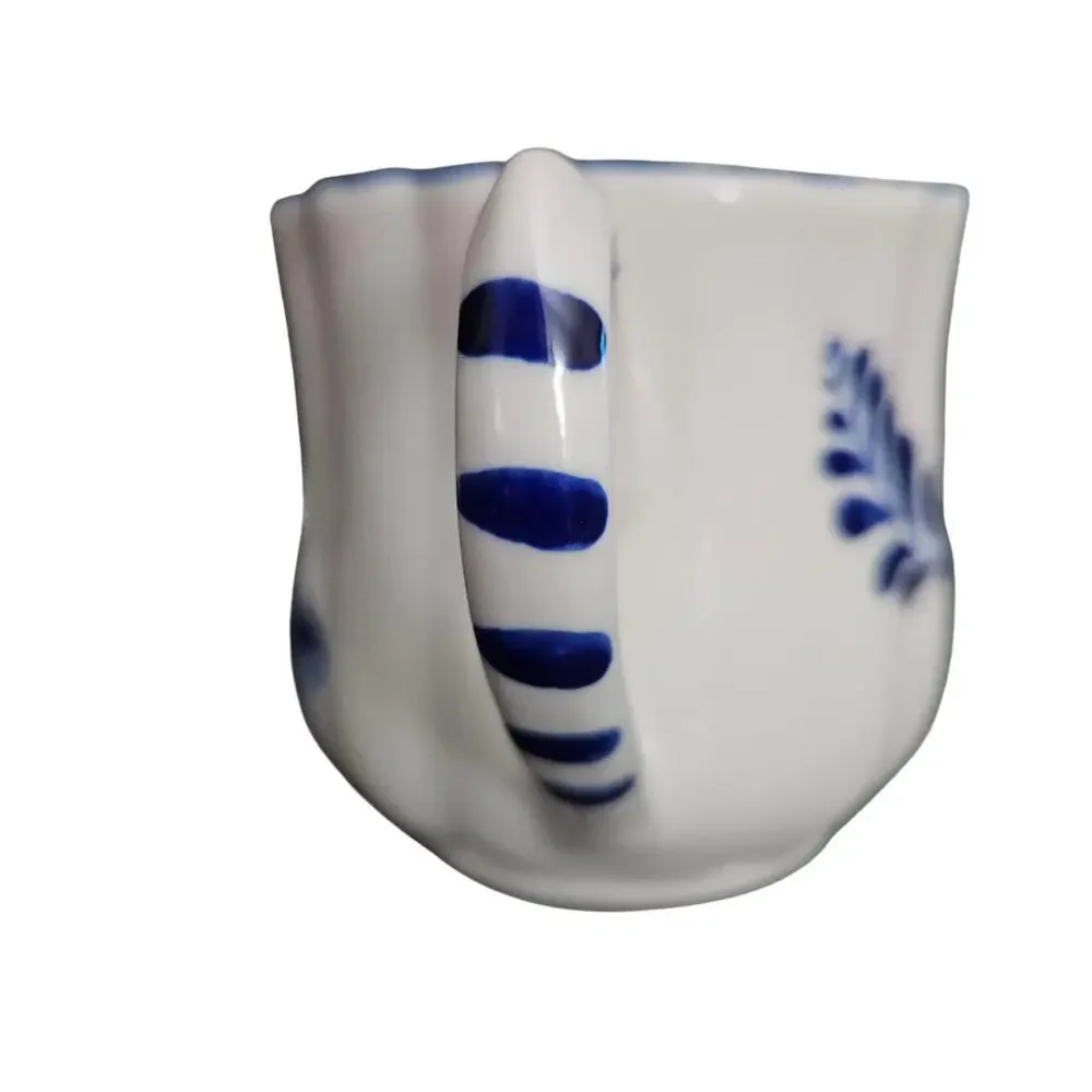Vintage Delft Blue Holland Hand Painted Windmill Floral Porcelain Coffee Mug